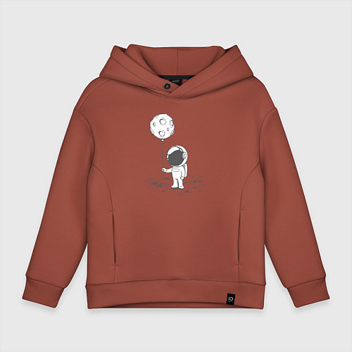 Детское худи оверсайз Космонавт и лунный шарик / Кирпичный – фото 1
