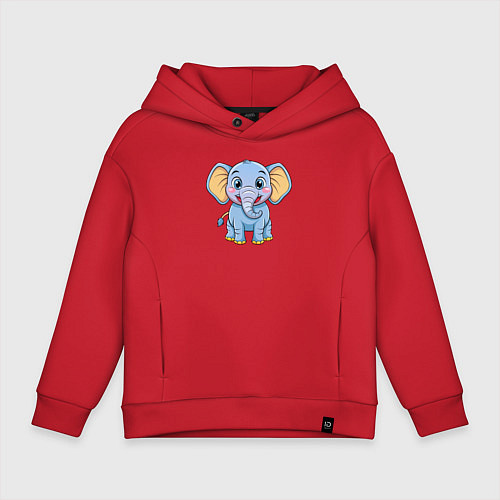 Детское худи оверсайз Милый слоненок / Красный – фото 1