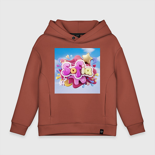 Детское худи оверсайз Имя София жвачка / Кирпичный – фото 1