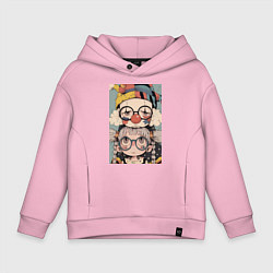 Толстовка оверсайз детская Клоун с девочкой арт, цвет: светло-розовый