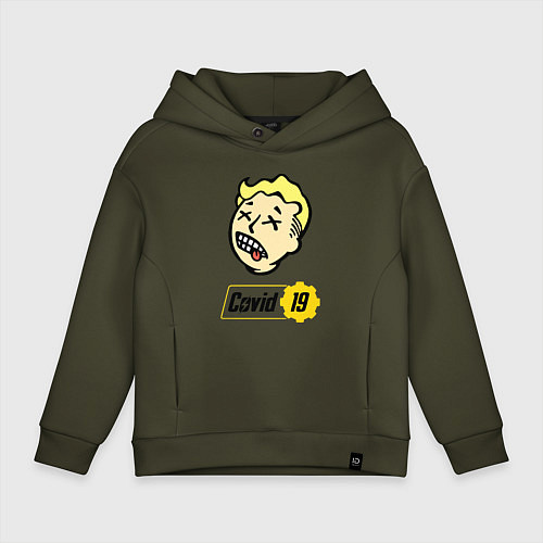Детское худи оверсайз Vault boy - covid 19 / Хаки – фото 1
