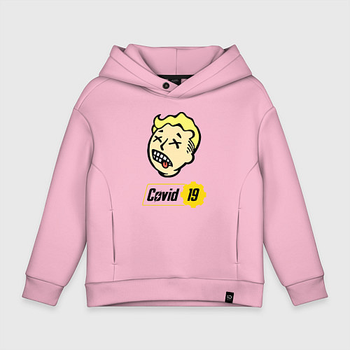 Детское худи оверсайз Vault boy - covid 19 / Светло-розовый – фото 1