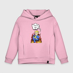 Толстовка оверсайз детская Vault boy in the fire, цвет: светло-розовый