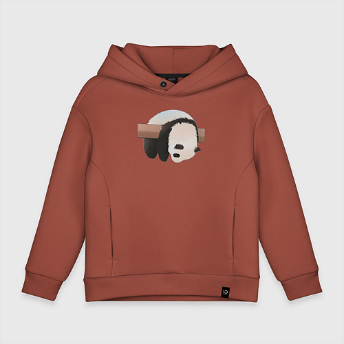 Детское худи оверсайз Панда спит на ветке / Кирпичный – фото 1