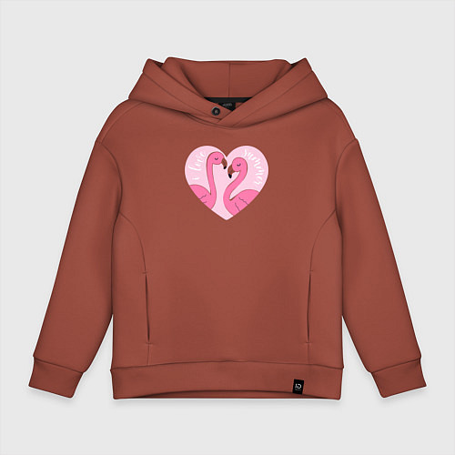 Детское худи оверсайз Летние фламинго / Кирпичный – фото 1
