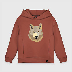 Толстовка оверсайз детская Белый волк, цвет: кирпичный