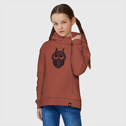 Толстовка оверсайз детская Узорчатый филин, цвет: кирпичный — фото 2