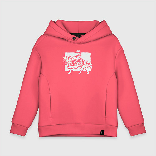 Детское худи оверсайз Ковбой на лошади / Коралловый – фото 1