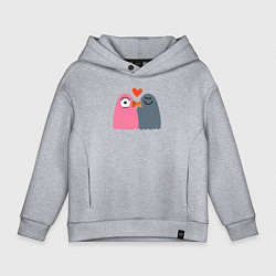 Толстовка оверсайз детская Влюблённые птенчики, цвет: меланж