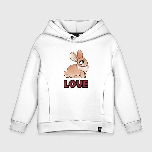 Детское худи оверсайз Милый кролик love пиксель арт / Белый – фото 1