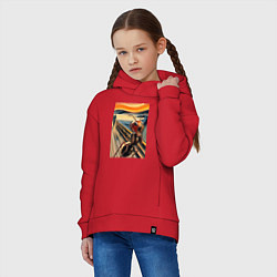 Толстовка оверсайз детская Муравей кричит на картине Эдварда Мунка - мем иску, цвет: красный — фото 2