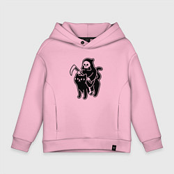 Толстовка оверсайз детская Жнец и его кот, цвет: светло-розовый