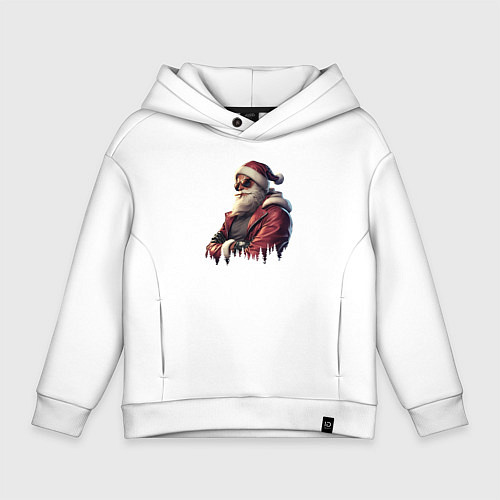 Детское худи оверсайз Крутой брутальный Дед Мороз / Белый – фото 1