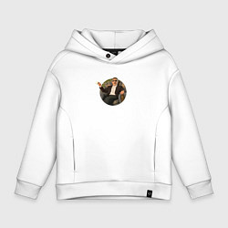 Толстовка оверсайз детская Леонид Каневский с чашкой, цвет: белый