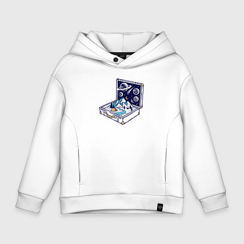 Детское худи оверсайз Мир в чемодане / Белый – фото 1