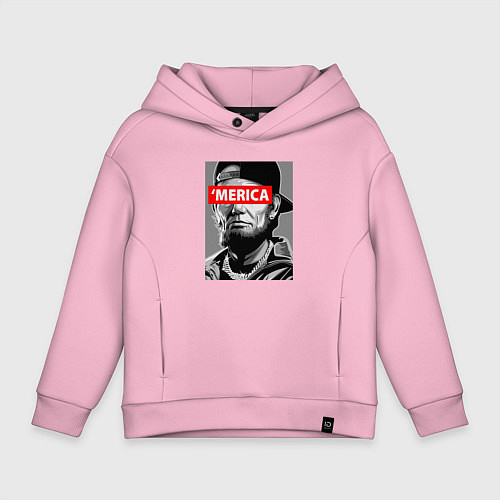 Детское худи оверсайз Линкольн - Америка / Светло-розовый – фото 1