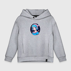 Детское худи оверсайз Девушка в стиле аниме на фоне звёздного неба