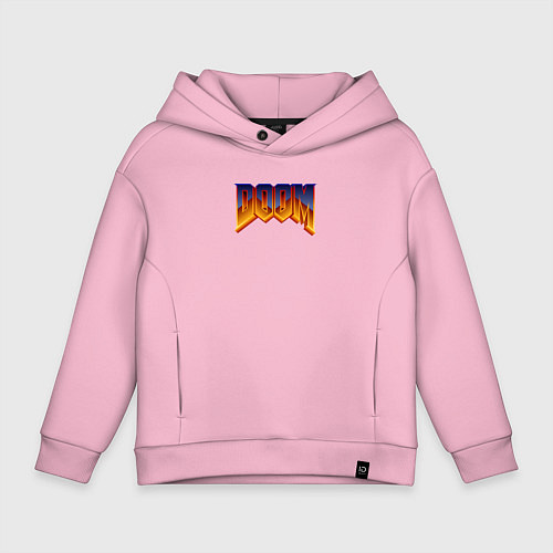 Детское худи оверсайз Doom logotype / Светло-розовый – фото 1