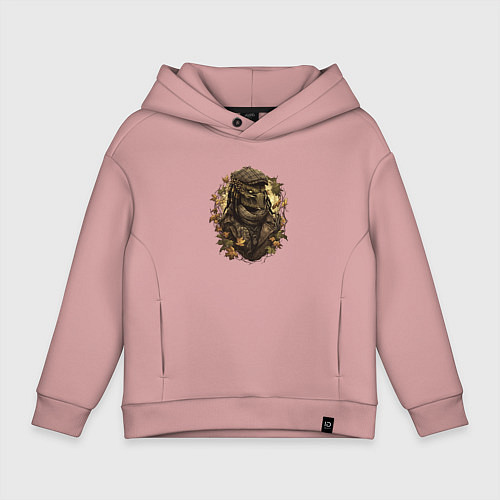 Детское худи оверсайз Осенний хищник в кепке / Пыльно-розовый – фото 1