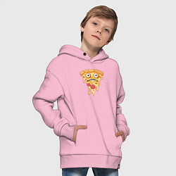 Толстовка оверсайз детская Pizza face, цвет: светло-розовый — фото 2