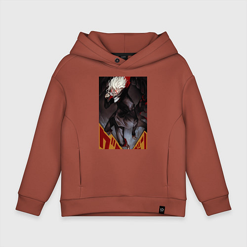 Детское худи оверсайз Дандадан: Кэн Такакура / Кирпичный – фото 1