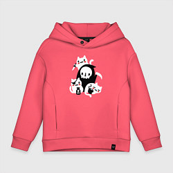 Толстовка оверсайз детская Котики на Хэллоуин, цвет: коралловый