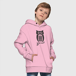 Толстовка оверсайз детская Сова на веточке, цвет: светло-розовый — фото 2
