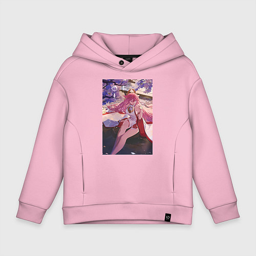 Детское худи оверсайз Геншин Яэ Мико Гудзи / Светло-розовый – фото 1