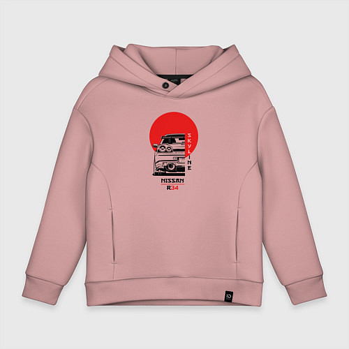 Детское худи оверсайз Nissan Skyline R34 / Пыльно-розовый – фото 1