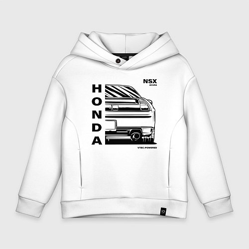 Детское худи оверсайз Honda nsx acura vtec powered / Белый – фото 1