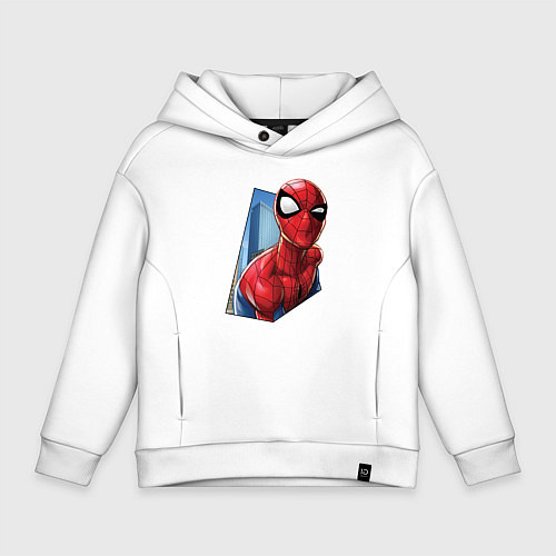 Детское худи оверсайз Человек-паук и город / Белый – фото 1