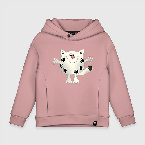 Детское худи оверсайз Кот в лапах / Пыльно-розовый – фото 1