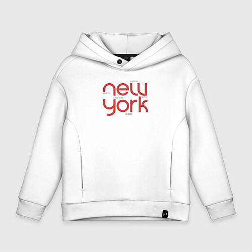 Детское худи оверсайз New York districts / Белый – фото 1