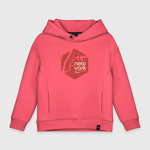 Детское худи оверсайз New York hyped / Коралловый – фото 1