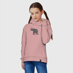 Толстовка оверсайз детская Звездный слон графика, цвет: пыльно-розовый — фото 2