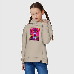 Толстовка оверсайз детская Cyber godfather Homer Simpson - mafia, цвет: миндальный — фото 2