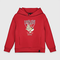 Толстовка оверсайз детская Живи долго рок н роллом, цвет: красный