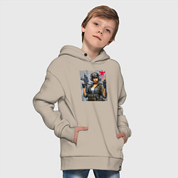 Толстовка оверсайз детская Cool military girl - graffiti, цвет: миндальный — фото 2
