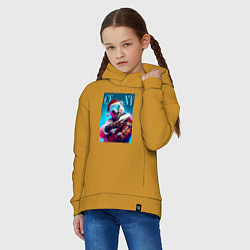 Толстовка оверсайз детская Cyber new year - bear ai art, цвет: горчичный — фото 2