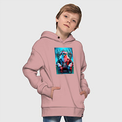 Толстовка оверсайз детская Медведь на кибер троне - нейроарт, цвет: пыльно-розовый — фото 2
