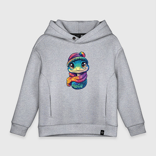 Детское худи оверсайз Змейка улыбается / Меланж – фото 1
