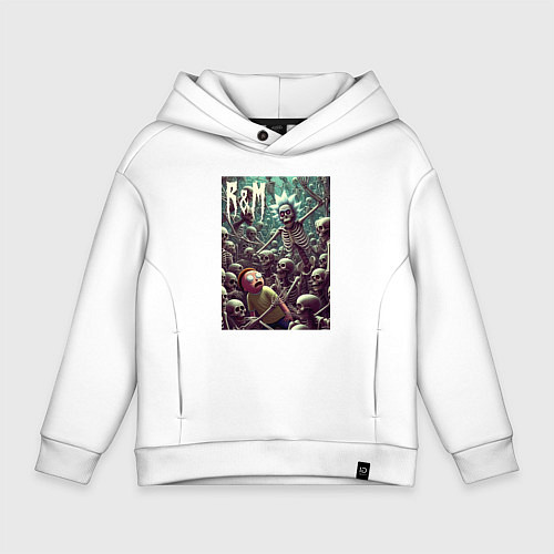 Детское худи оверсайз Морти попал в ад - нейроарт / Белый – фото 1