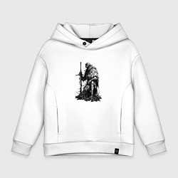 Толстовка оверсайз детская Элитный рыцарь с двуручным мечом, цвет: белый