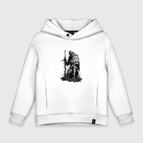Детское худи оверсайз Элитный рыцарь с двуручным мечом / Белый – фото 1