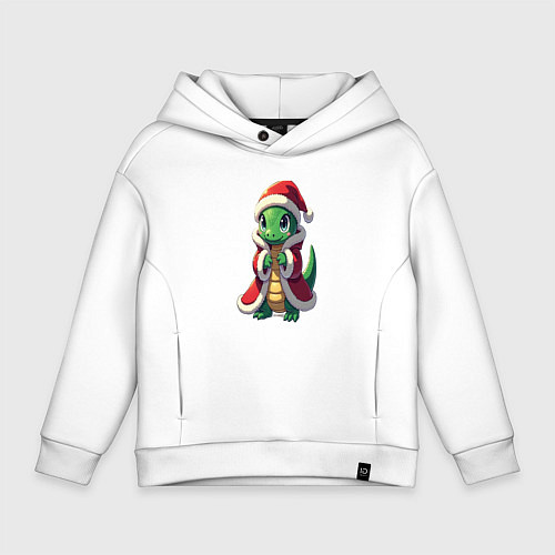 Детское худи оверсайз Новогодний змеёныш / Белый – фото 1