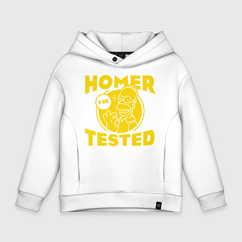 Детское худи оверсайз Homer tested / Белый – фото 1