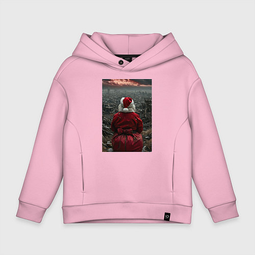 Детское худи оверсайз Дед мороз и уходящий год / Светло-розовый – фото 1