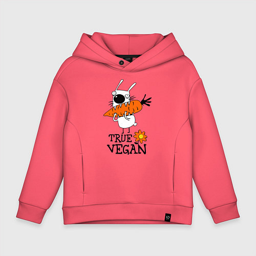 Детское худи оверсайз True vegan (истинный веган) / Коралловый – фото 1