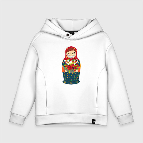 Детское худи оверсайз Злобная матрёшка / Белый – фото 1