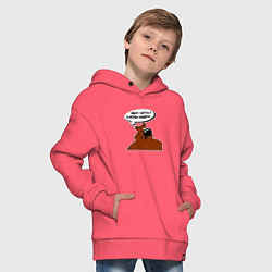 Толстовка оверсайз детская Медведь очень хочет мёд, цвет: коралловый — фото 2
